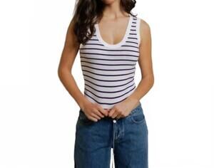 NEW PERFECTWHITETEE khara bra-friendly tank top in ultraviolet/whitestripe
